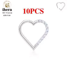 G23 Titanium Heart Earring Hoop 16G CZ Hinged Segment