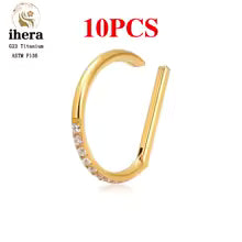 G23 Titanium Heart Earring Hoop 16G CZ Hinged Segment