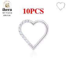 G23 Titanium Heart Earring Hoop 16G CZ Hinged Segment