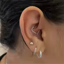 G23 Titanium Heart Earring Hoop 16G CZ Hinged Segment