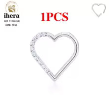 G23 Titanium Heart Earring Hoop 16G CZ Hinged Segment