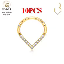 G23 Titanium Heart Earring Hoop 16G CZ Hinged Segment