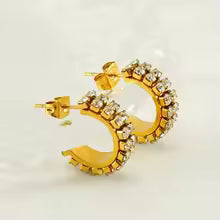 Unique C-Shaped Diamond Earrings for Women
