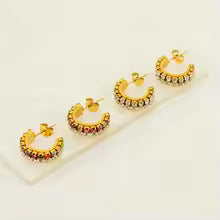Unique C-Shaped Diamond Earrings for Women