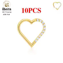 G23 Titanium Heart Earring Hoop 16G CZ Hinged Segment