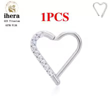 G23 Titanium Heart Earring Hoop 16G CZ Hinged Segment