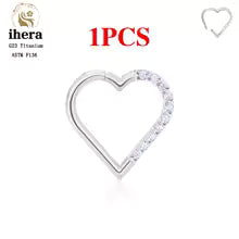 G23 Titanium Heart Earring Hoop 16G CZ Hinged Segment