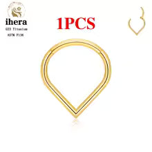 G23 Titanium Heart Earring Hoop 16G CZ Hinged Segment