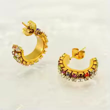 Unique C-Shaped Diamond Earrings for Women