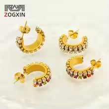 Unique C-Shaped Diamond Earrings for Women
