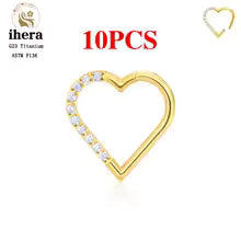 G23 Titanium Heart Earring Hoop 16G CZ Hinged Segment