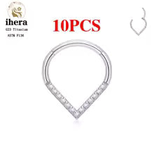 G23 Titanium Heart Earring Hoop 16G CZ Hinged Segment