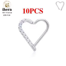 G23 Titanium Heart Earring Hoop 16G CZ Hinged Segment