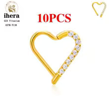 G23 Titanium Heart Earring Hoop 16G CZ Hinged Segment