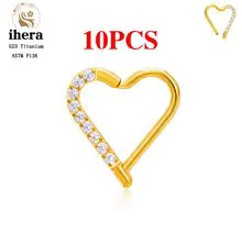 G23 Titanium Heart Earring Hoop 16G CZ Hinged Segment