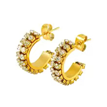 Unique C-Shaped Diamond Earrings for Women